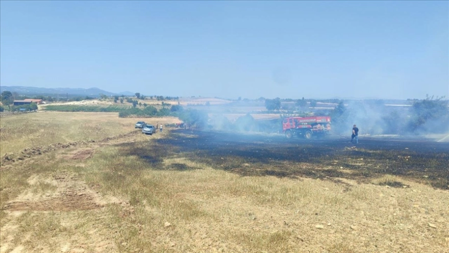 Çanakkale'de tarım arazisindeki yangına müdahale sürüyor