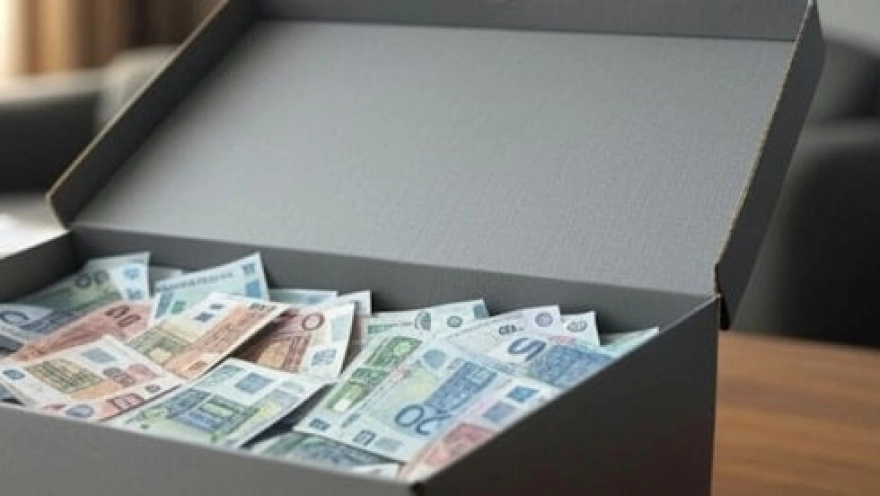 Vergi ödemeyen iş insanının ayakkabı kutusundan çıkan Eurolar