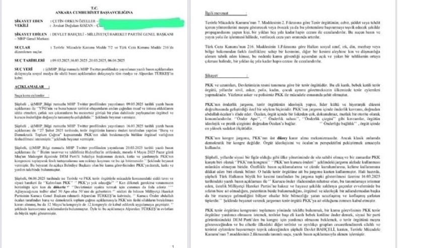 Emekli Albay Orkun Özeller'den Devlet Bahçeli hakkında suç duyurusu