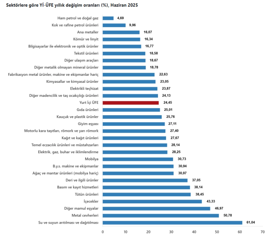 Haziran Ayında Üretici Fiyat Endeksi Yükseldi