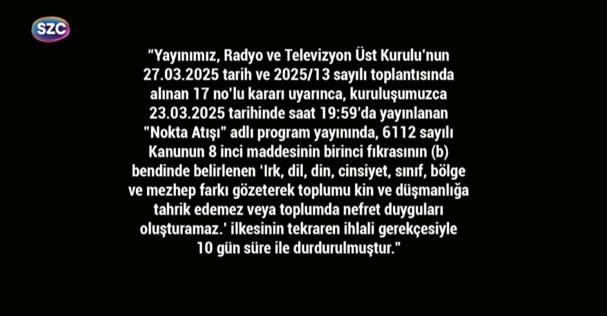 Daha önce hiç görülmemiş bir ceza uygulandı: SÖZCÜ TV on gün süreyle karartıldı!