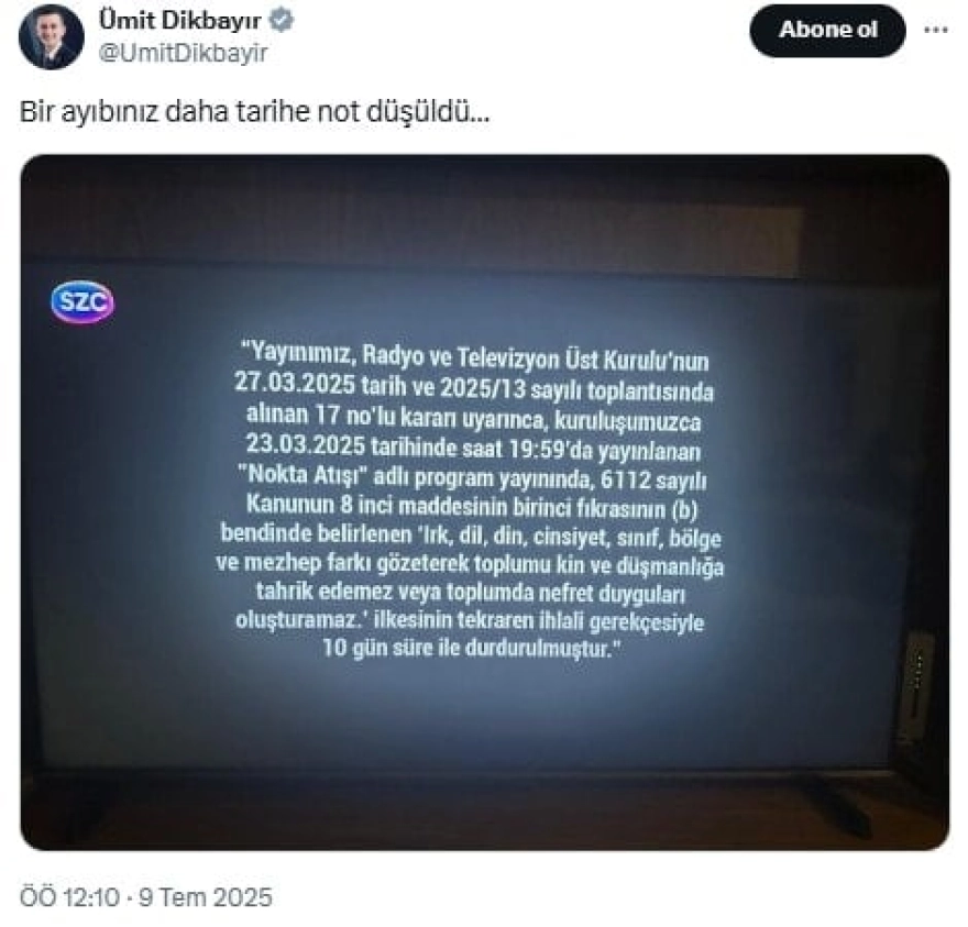 SÖZCÜ TV'ye karartma cezası: Siyasi isimlerden ardı ardına tepkiler geldi