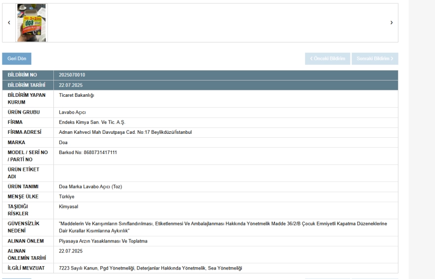 Tanınmış Deterjan Markasının Ürünü Tehlikeli Bulundu: Raflardan Toplanıyor