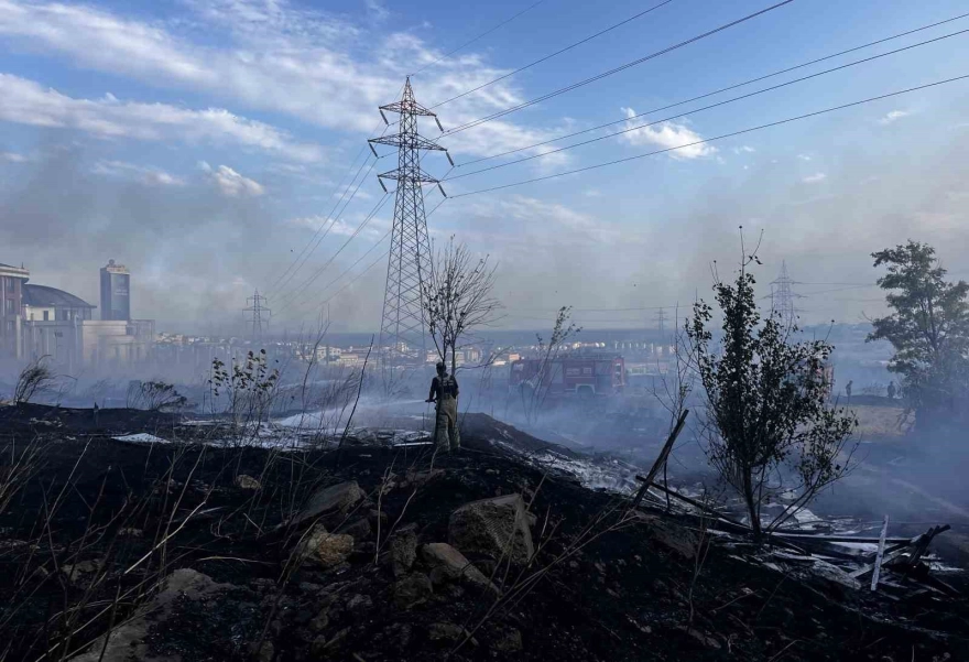 Esenyurt'ta E-5 kenarında çıkan ot yangını söndürüldü