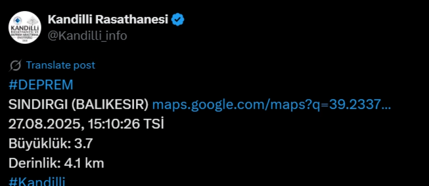 Balıkesir'de art arda depremler meydana geldi